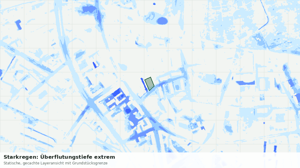 Statische Kartenansicht: Starkregen: Überflutungstiefe extrem