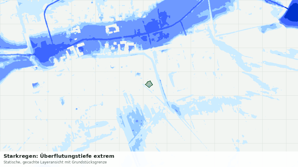 Statische Kartenansicht: Starkregen: Überflutungstiefe extrem