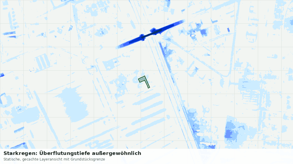 Statische Kartenansicht: Starkregen: Überflutungstiefe außergewöhnlich
