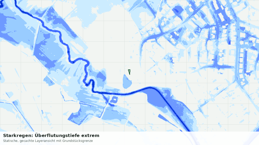 Statische Kartenansicht: Starkregen: Überflutungstiefe extrem