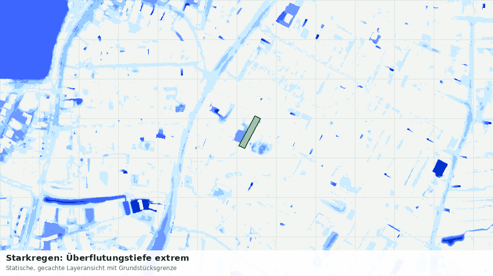 Statische Kartenansicht: Starkregen: Überflutungstiefe extrem