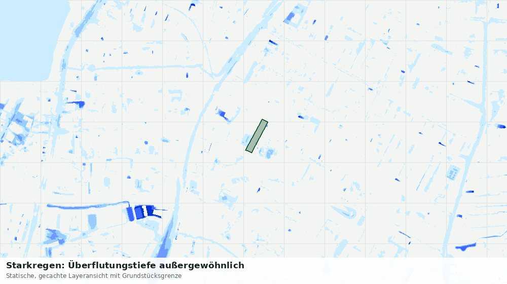 Statische Kartenansicht: Starkregen: Überflutungstiefe außergewöhnlich