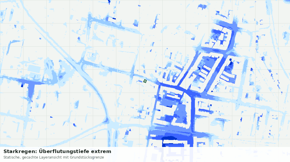 Statische Kartenansicht: Starkregen: Überflutungstiefe extrem