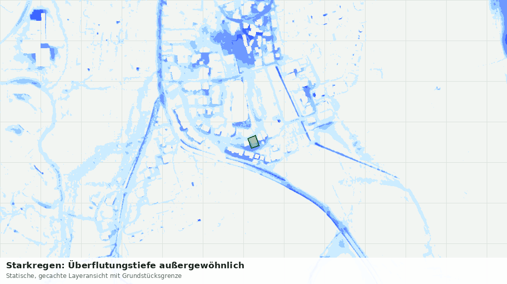 Statische Kartenansicht: Starkregen: Überflutungstiefe außergewöhnlich