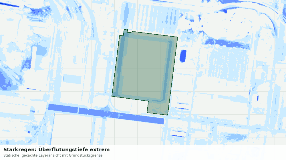 Statische Kartenansicht: Starkregen: Überflutungstiefe extrem