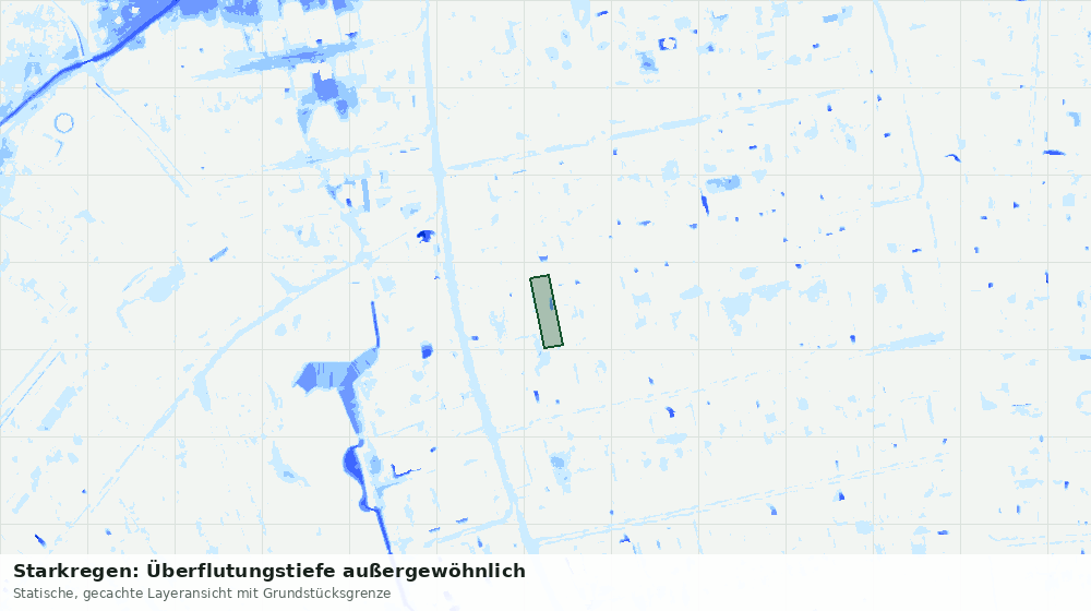 Statische Kartenansicht: Starkregen: Überflutungstiefe außergewöhnlich