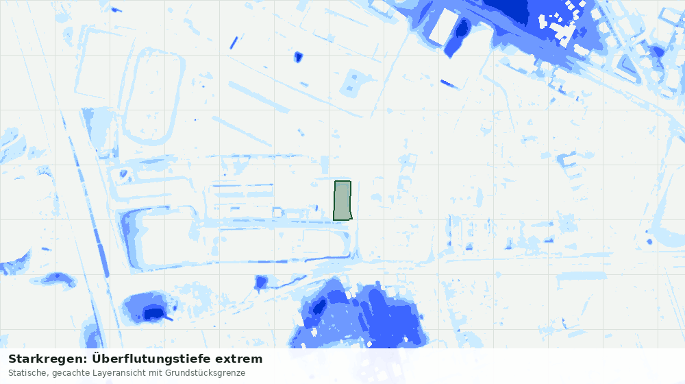 Statische Kartenansicht: Starkregen: Überflutungstiefe extrem