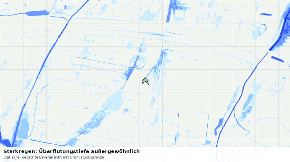 Statische Kartenansicht: Starkregen: Überflutungstiefe außergewöhnlich
