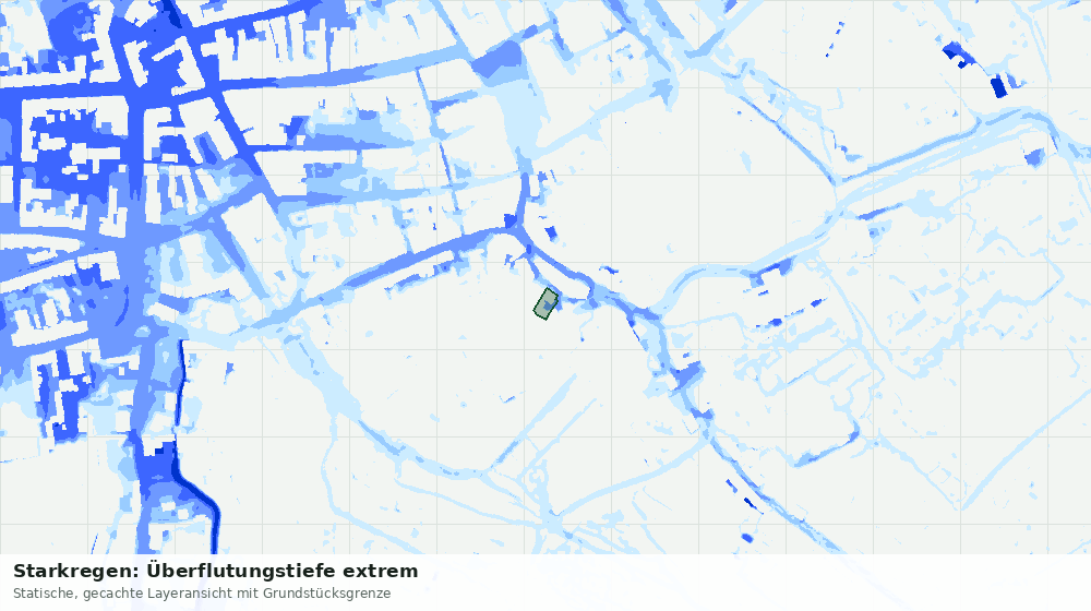 Statische Kartenansicht: Starkregen: Überflutungstiefe extrem