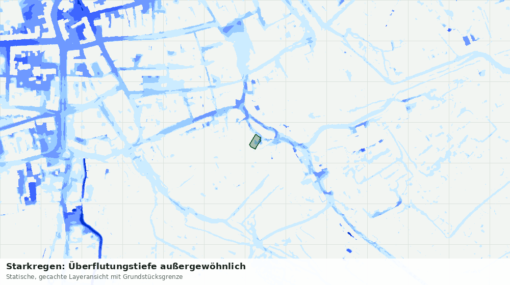 Statische Kartenansicht: Starkregen: Überflutungstiefe außergewöhnlich