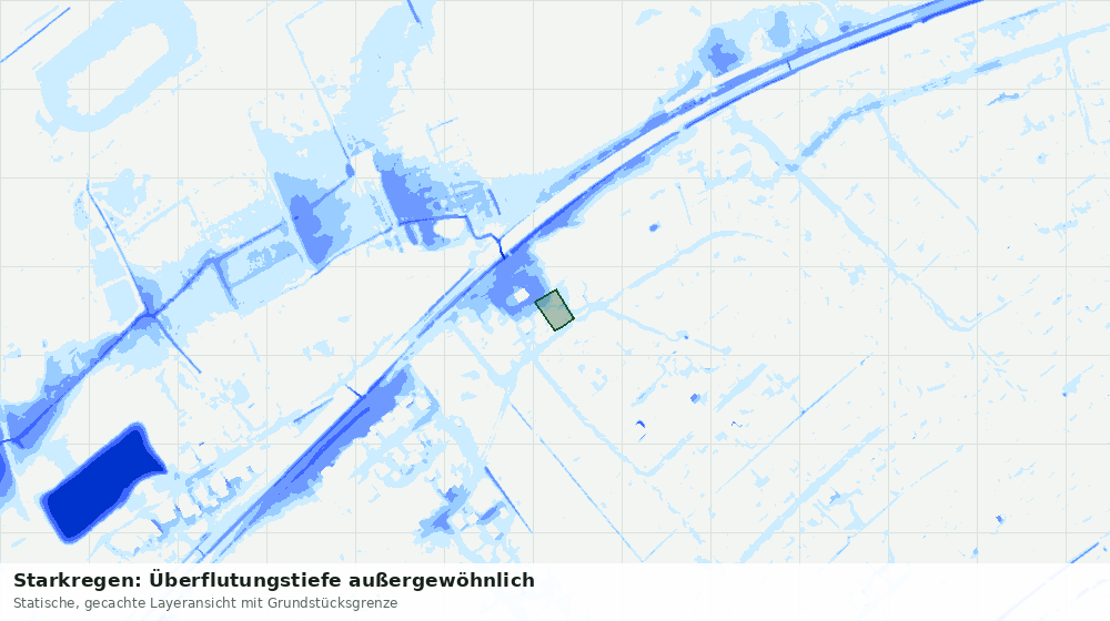 Statische Kartenansicht: Starkregen: Überflutungstiefe außergewöhnlich