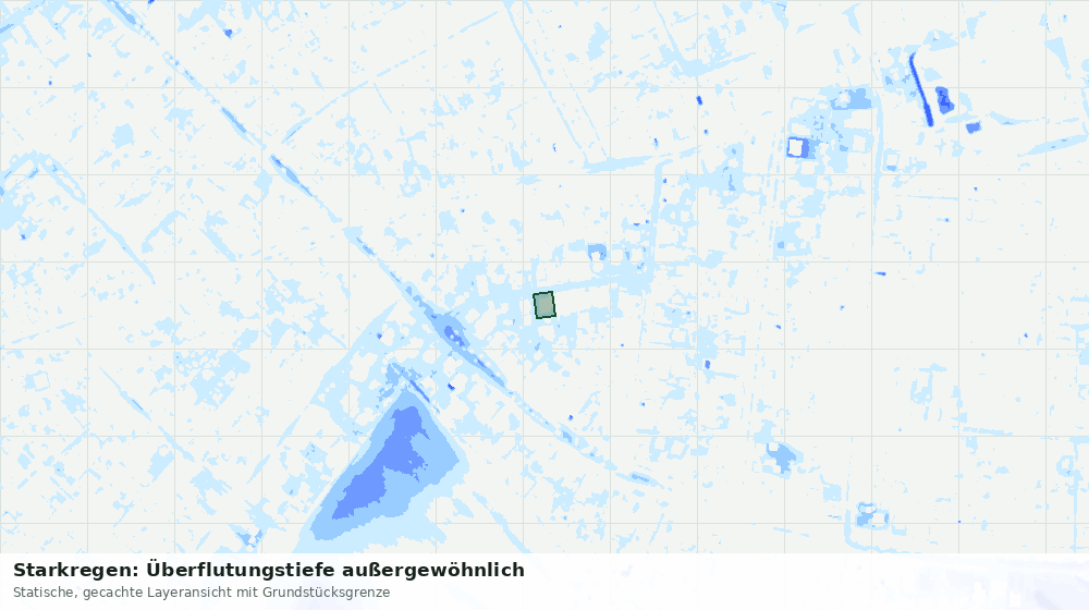 Statische Kartenansicht: Starkregen: Überflutungstiefe außergewöhnlich
