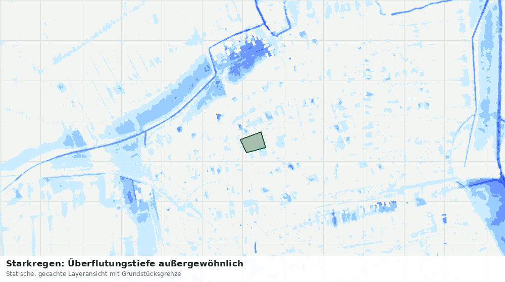 Statische Kartenansicht: Starkregen: Überflutungstiefe außergewöhnlich
