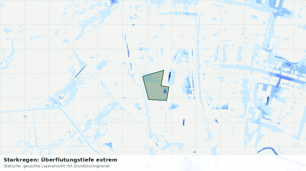 Statische Kartenansicht: Starkregen: Überflutungstiefe extrem