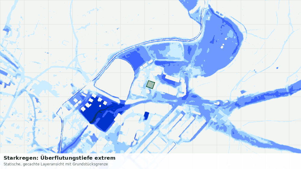 Statische Kartenansicht: Starkregen: Überflutungstiefe extrem