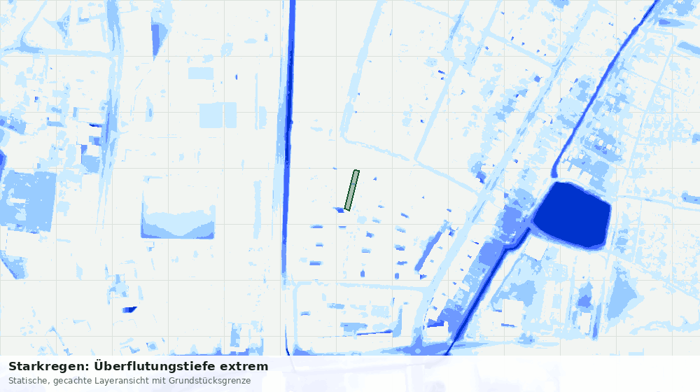 Statische Kartenansicht: Starkregen: Überflutungstiefe extrem