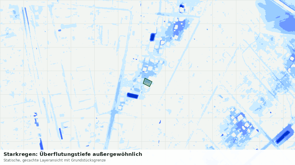 Statische Kartenansicht: Starkregen: Überflutungstiefe außergewöhnlich
