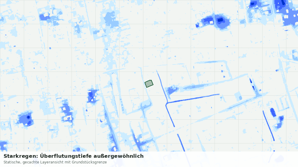 Statische Kartenansicht: Starkregen: Überflutungstiefe außergewöhnlich