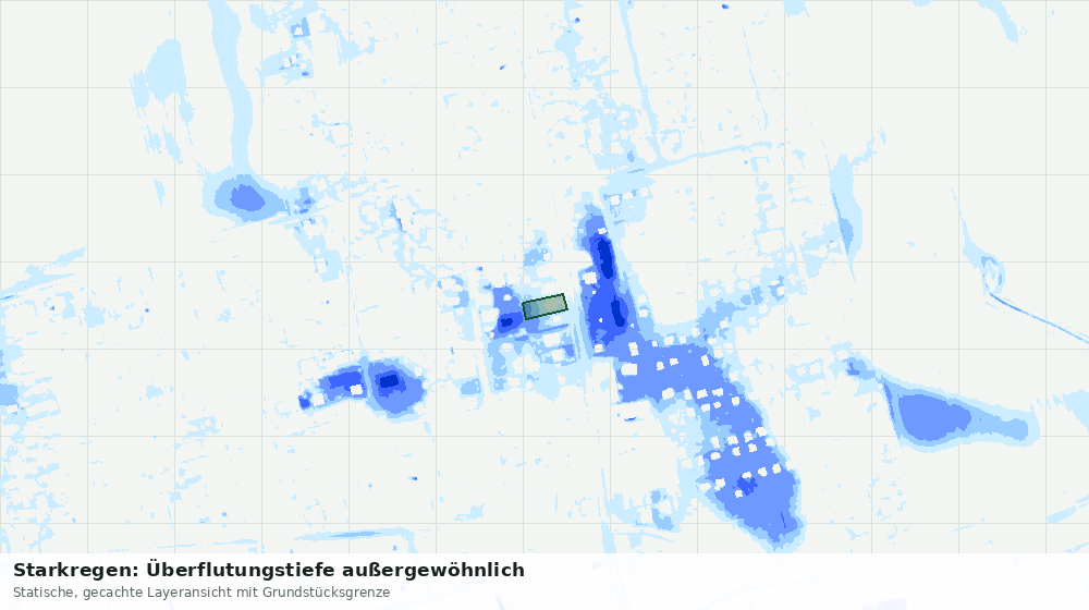 Statische Kartenansicht: Starkregen: Überflutungstiefe außergewöhnlich