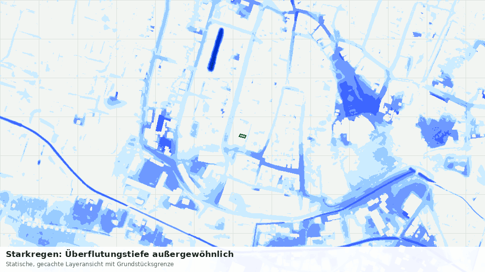 Statische Kartenansicht: Starkregen: Überflutungstiefe außergewöhnlich