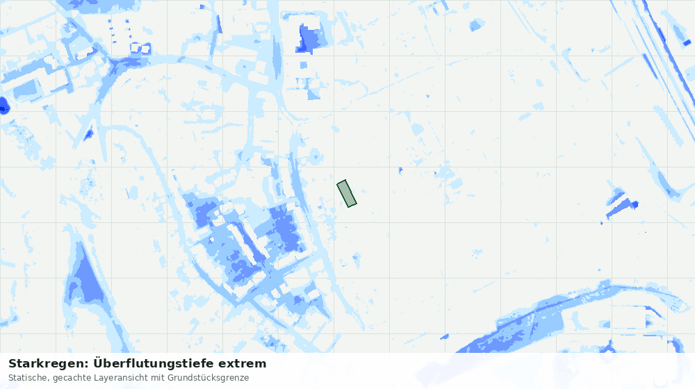Statische Kartenansicht: Starkregen: Überflutungstiefe extrem