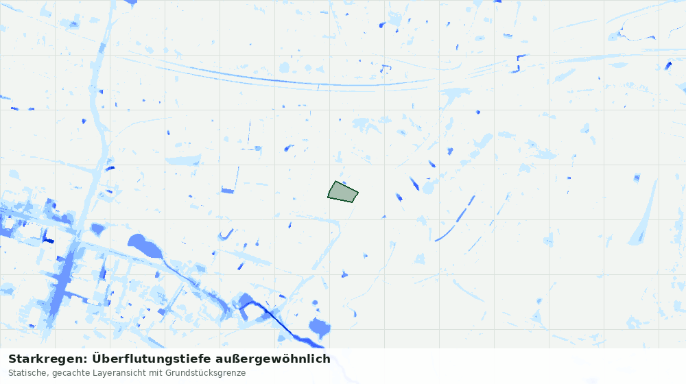 Statische Kartenansicht: Starkregen: Überflutungstiefe außergewöhnlich