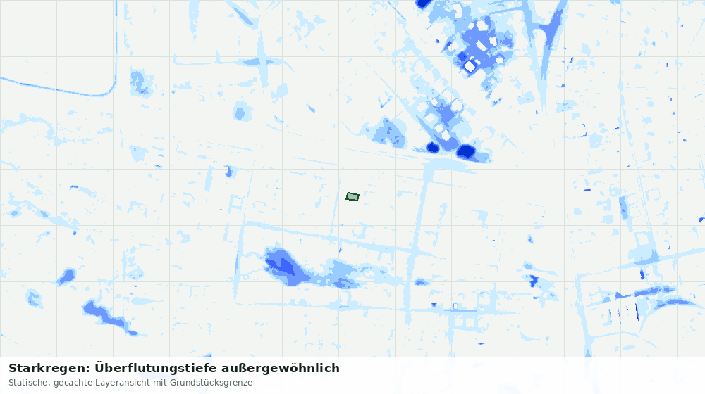 Statische Kartenansicht: Starkregen: Überflutungstiefe außergewöhnlich