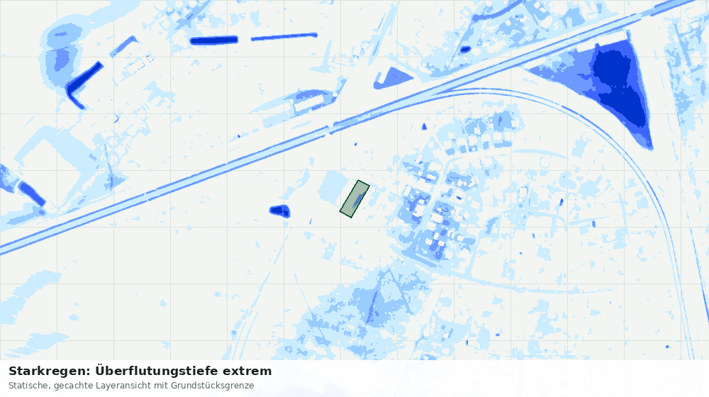 Statische Kartenansicht: Starkregen: Überflutungstiefe extrem