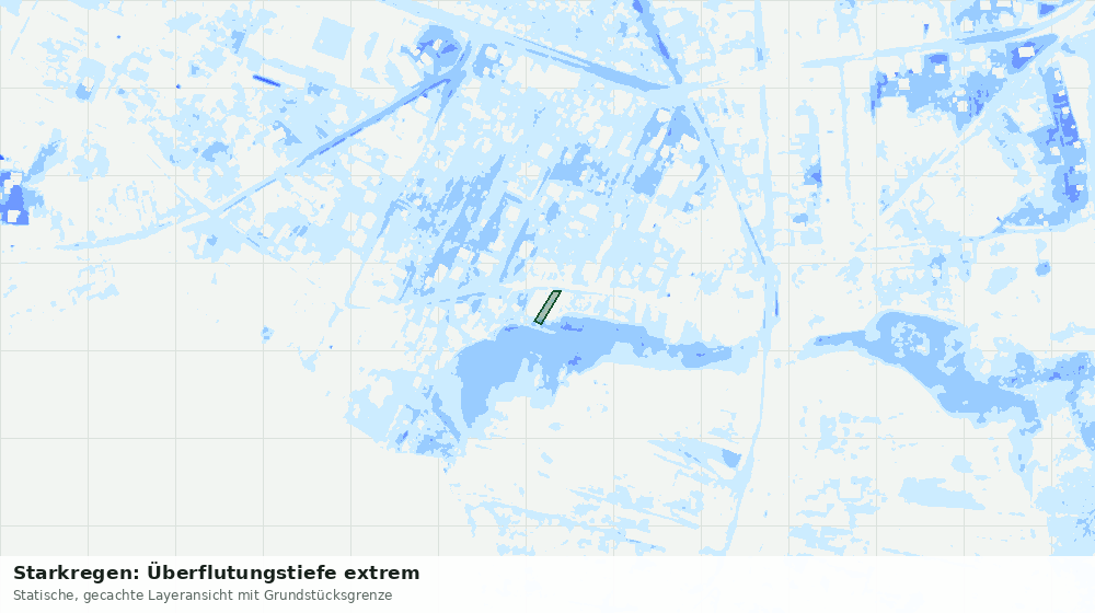 Statische Kartenansicht: Starkregen: Überflutungstiefe extrem