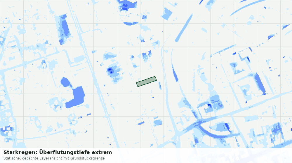 Statische Kartenansicht: Starkregen: Überflutungstiefe extrem