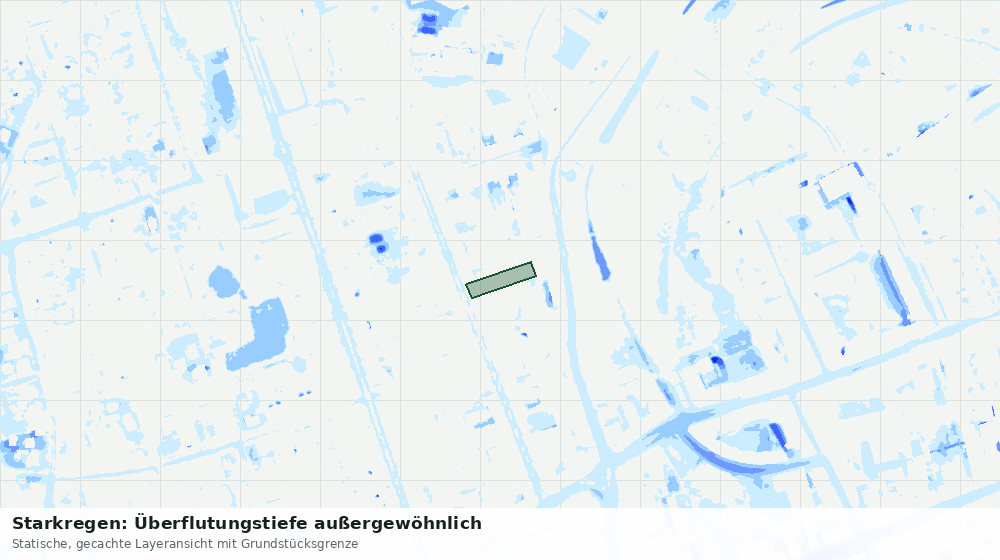Statische Kartenansicht: Starkregen: Überflutungstiefe außergewöhnlich