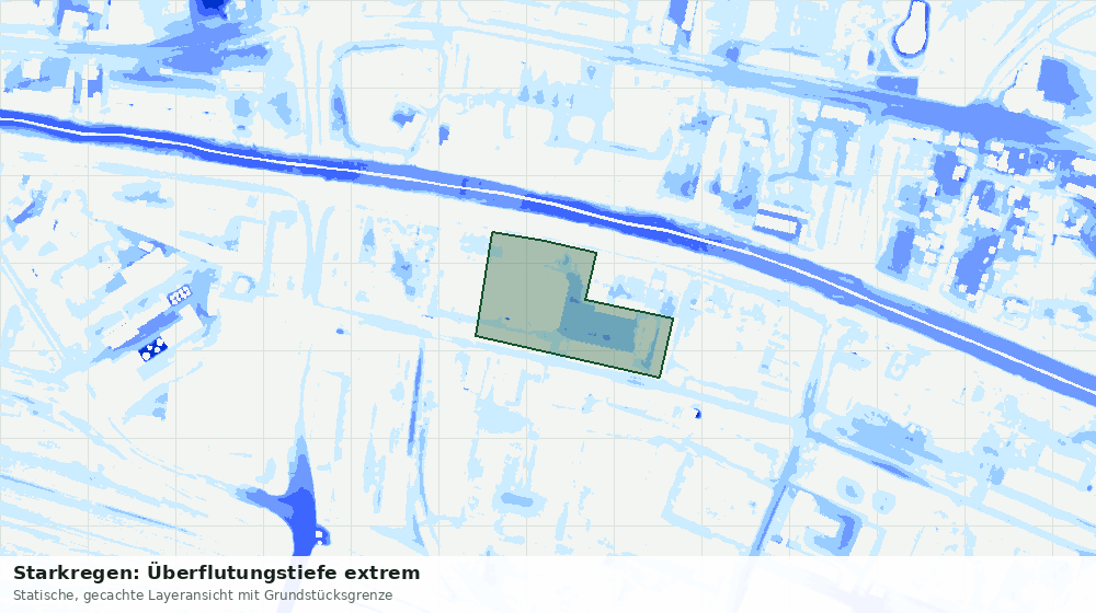 Statische Kartenansicht: Starkregen: Überflutungstiefe extrem