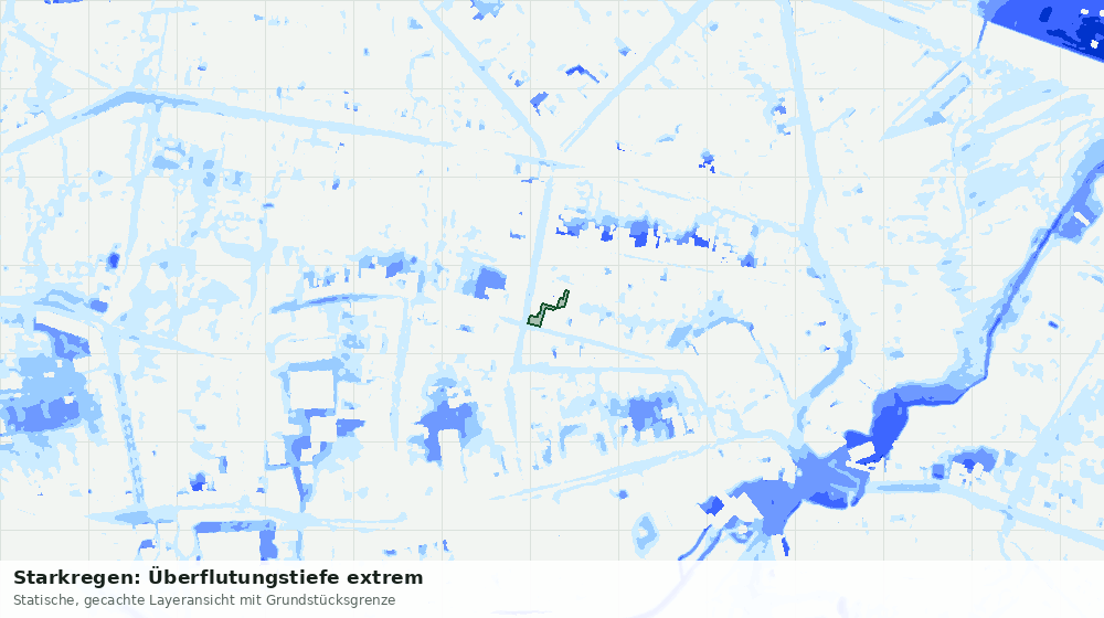 Statische Kartenansicht: Starkregen: Überflutungstiefe extrem