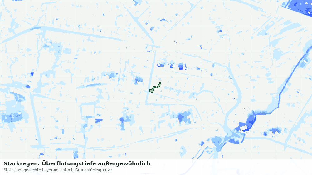 Statische Kartenansicht: Starkregen: Überflutungstiefe außergewöhnlich