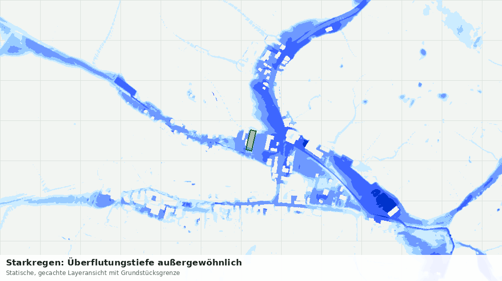 Statische Kartenansicht: Starkregen: Überflutungstiefe außergewöhnlich
