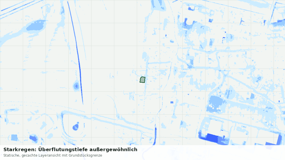 Statische Kartenansicht: Starkregen: Überflutungstiefe außergewöhnlich