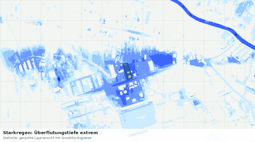 Statische Kartenansicht: Starkregen: Überflutungstiefe extrem