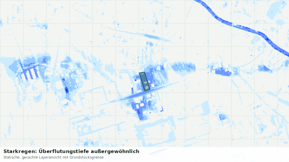 Statische Kartenansicht: Starkregen: Überflutungstiefe außergewöhnlich