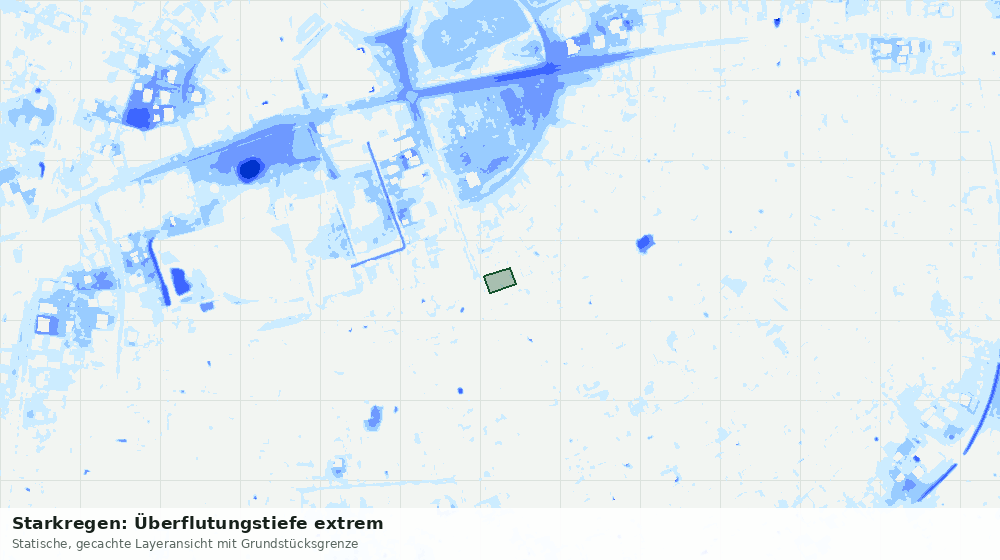 Statische Kartenansicht: Starkregen: Überflutungstiefe extrem