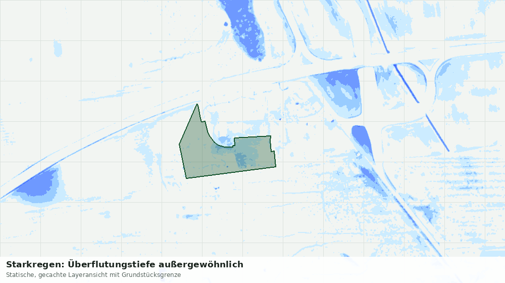 Statische Kartenansicht: Starkregen: Überflutungstiefe außergewöhnlich