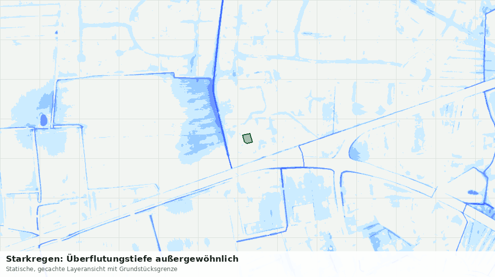 Statische Kartenansicht: Starkregen: Überflutungstiefe außergewöhnlich