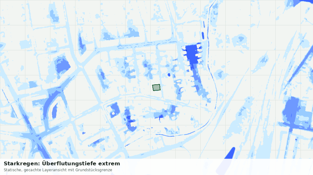 Statische Kartenansicht: Starkregen: Überflutungstiefe extrem
