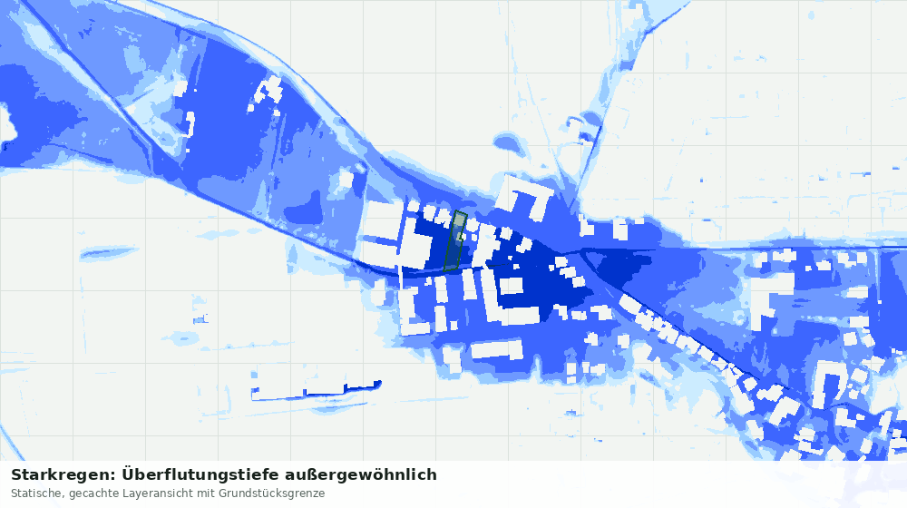 Statische Kartenansicht: Starkregen: Überflutungstiefe außergewöhnlich