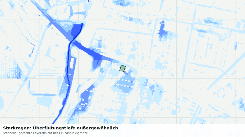 Statische Kartenansicht: Starkregen: Überflutungstiefe außergewöhnlich