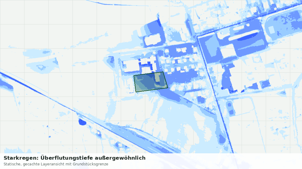 Statische Kartenansicht: Starkregen: Überflutungstiefe außergewöhnlich