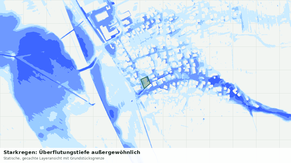 Statische Kartenansicht: Starkregen: Überflutungstiefe außergewöhnlich