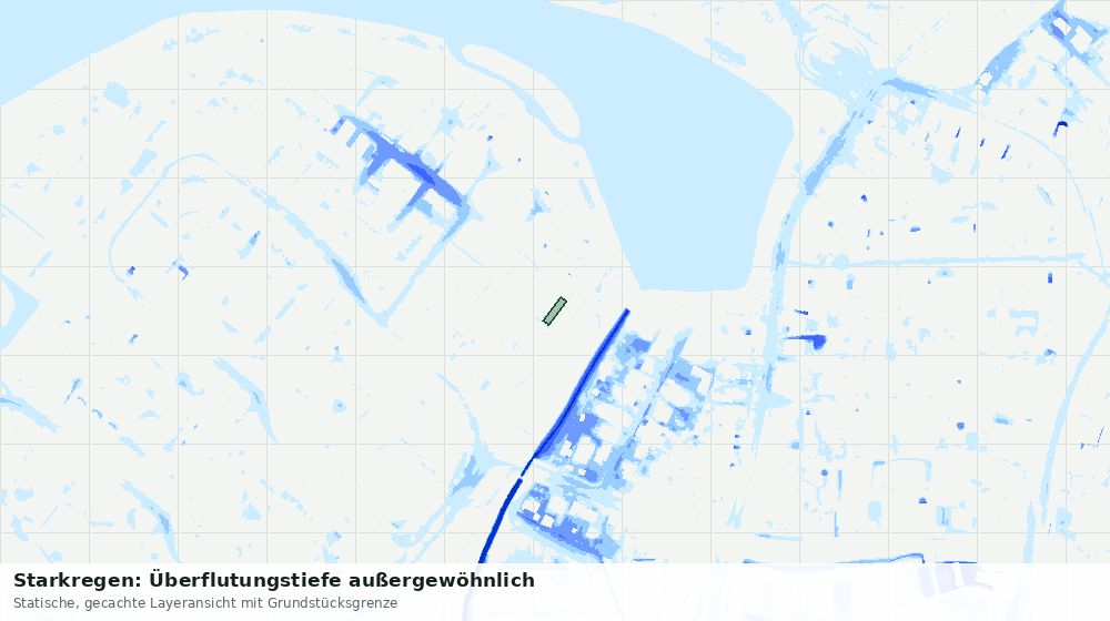 Statische Kartenansicht: Starkregen: Überflutungstiefe außergewöhnlich