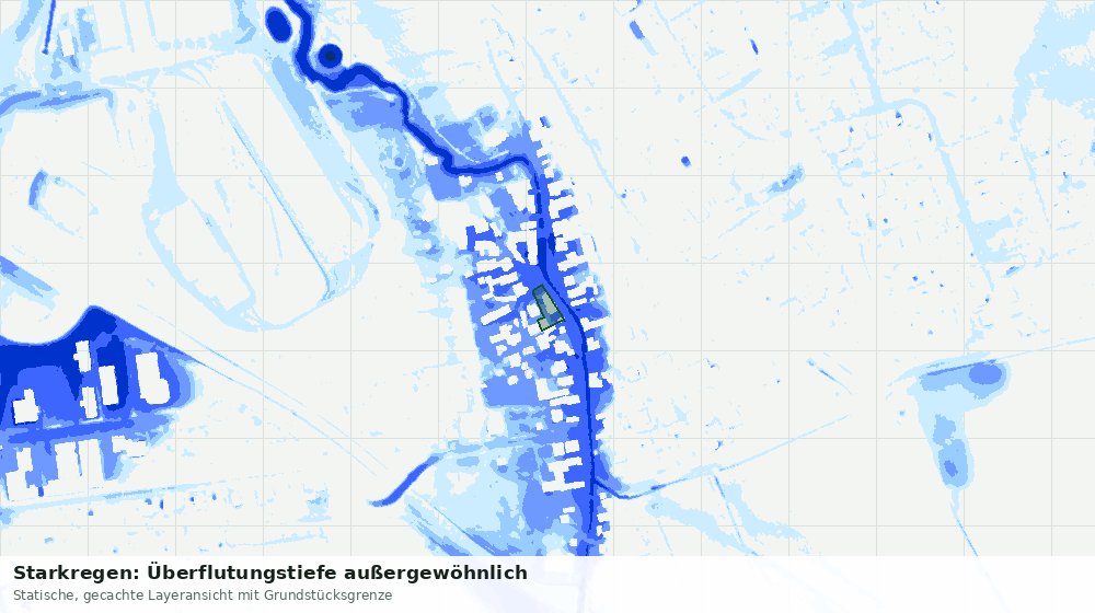 Statische Kartenansicht: Starkregen: Überflutungstiefe außergewöhnlich