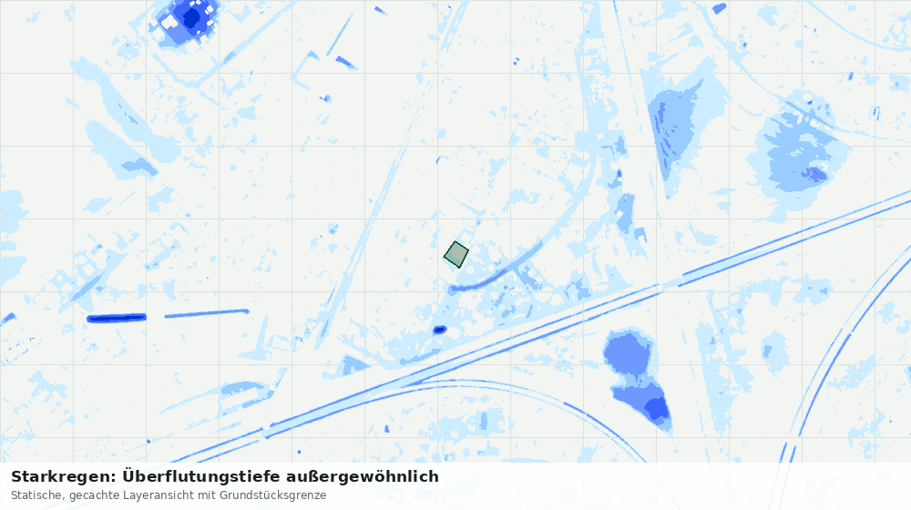 Statische Kartenansicht: Starkregen: Überflutungstiefe außergewöhnlich