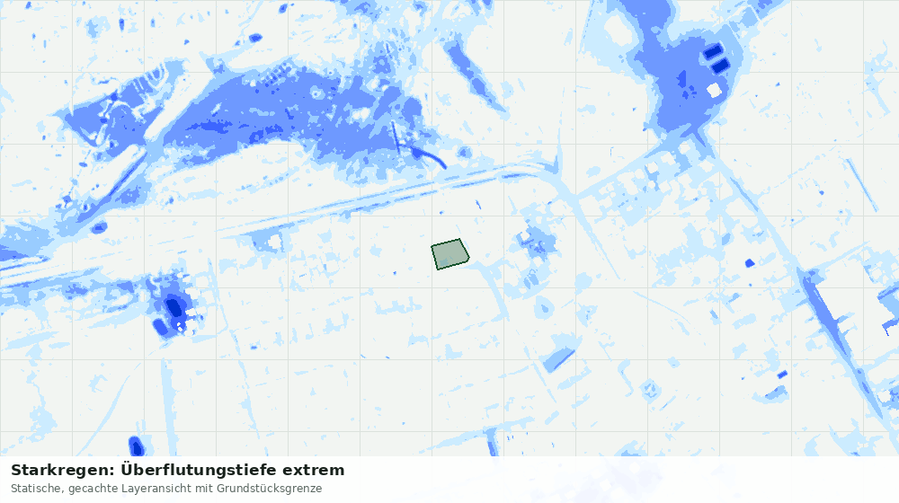 Statische Kartenansicht: Starkregen: Überflutungstiefe extrem
